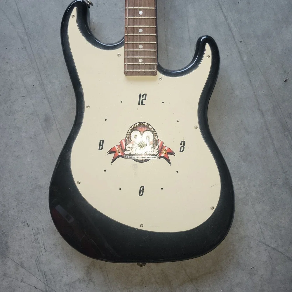 Vintage Sam Ash Music Guitar Wall Clock Celebrating 80th Year 1924-2004